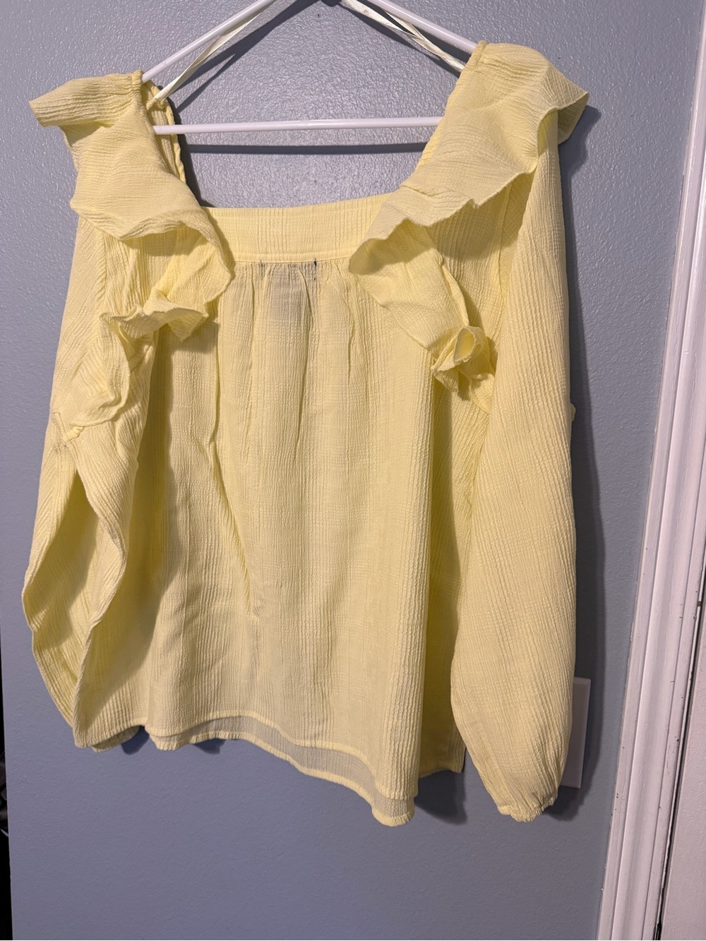 Bright Yellow Ruffle Square-Neck Blouse - Picture 5 of 5